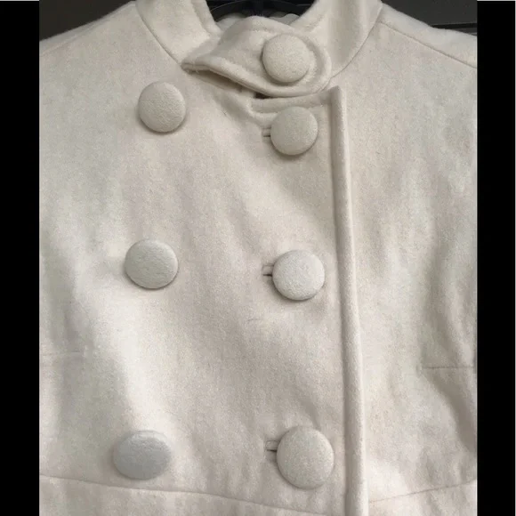 Zara Cream Wool Pea Coat size XS - Picture 4 of 14